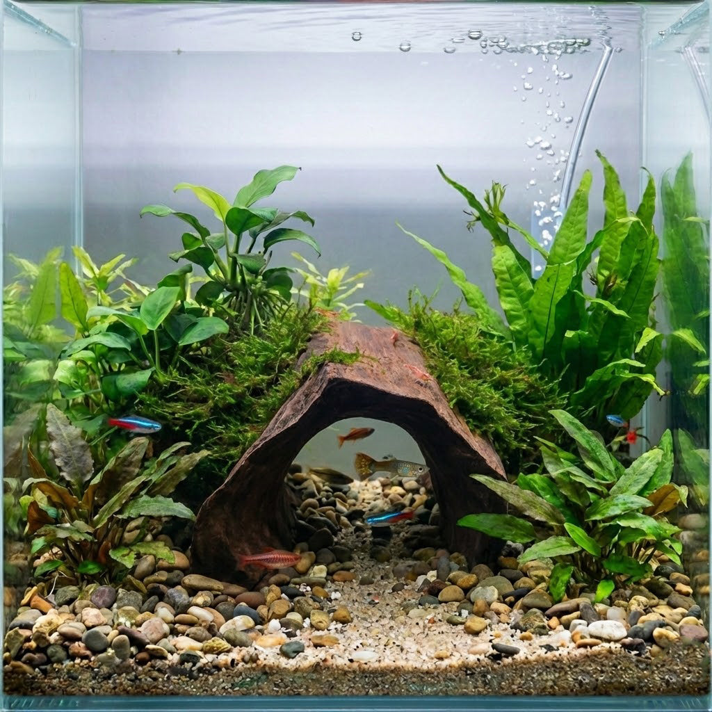 Natural Wood Half Log Hide for Aquariums & Terrariums – Hollow Driftwood Cave, 3 Sizes