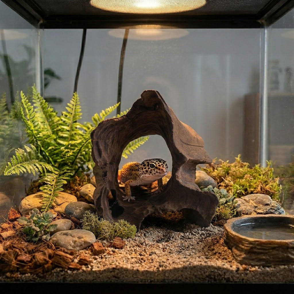 Natural Hollow Log Hide for Aquariums & Terrariums – Wooden Cave Shelter, 3 Sizes